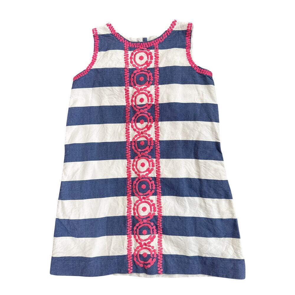 Vineyard Vines Girls Sleeveless Stripe Blue Pink Summer Beach Dress Size 6